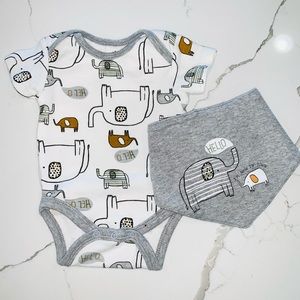 Chick Pea Onesie Bodysuit with Bib
